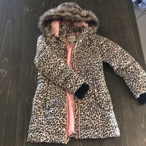 Girls leopard puffer jacket